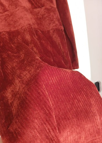 Kırmızı Kadife Hamile Bluzu V Yakalı - Görsel 2