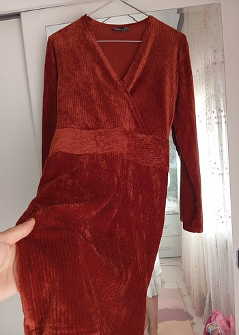 Kırmızı Kadife Hamile Bluzu V Yakalı - Görsel 8