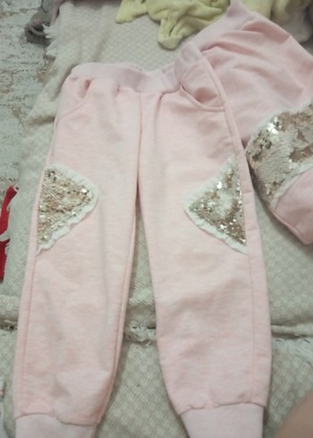 Pembe Payetli Kız Eşofman Altı - Görsel 2