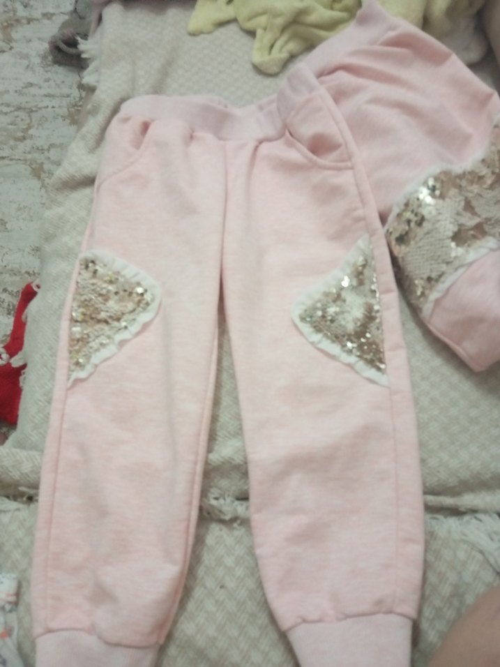 Pembe Payetli Kız Eşofman Altı - Görsel 2