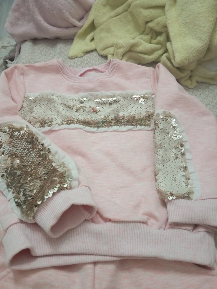 Pembe Payetli Kız Eşofman Altı - Görsel 4