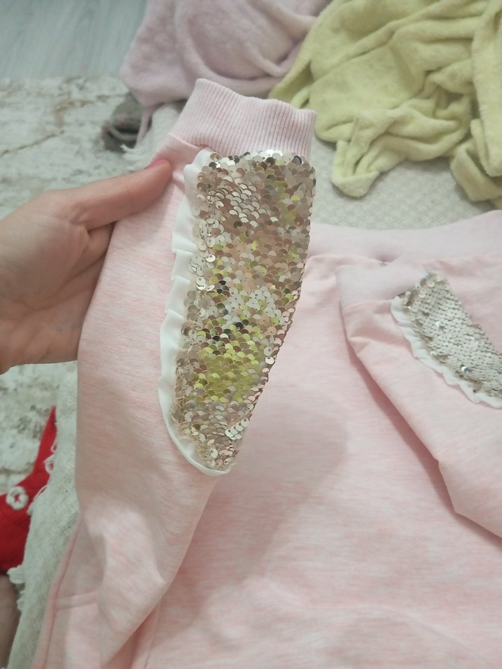 Pembe Payetli Kız Eşofman Altı - Görsel 3