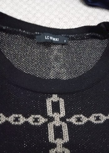 Zincir Detaylı Siyah Desenli Kadın Kazak - Görsel 2