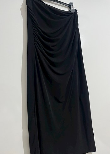 Drapeli Uzun Siyah Hamile Eteği - Görsel 2