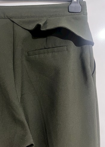 Kemerli Koyu Yeşil Kadın Kumaş Pantolon - Görsel 3