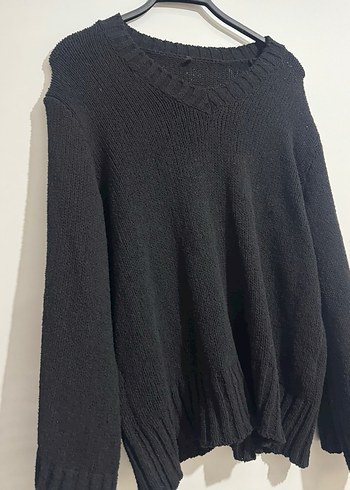 Siyah Uzun Kollu V Yaka Triko Kazak - Görsel 3