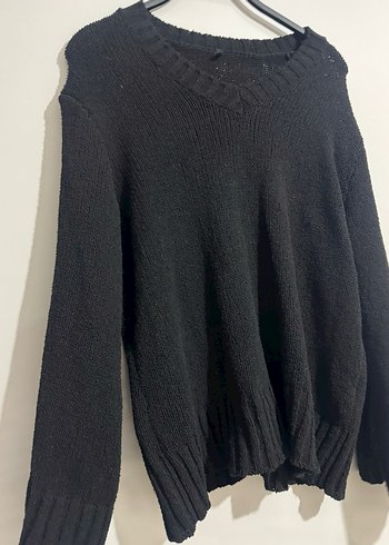 Siyah Uzun Kollu V Yaka Triko Kazak - Görsel 2