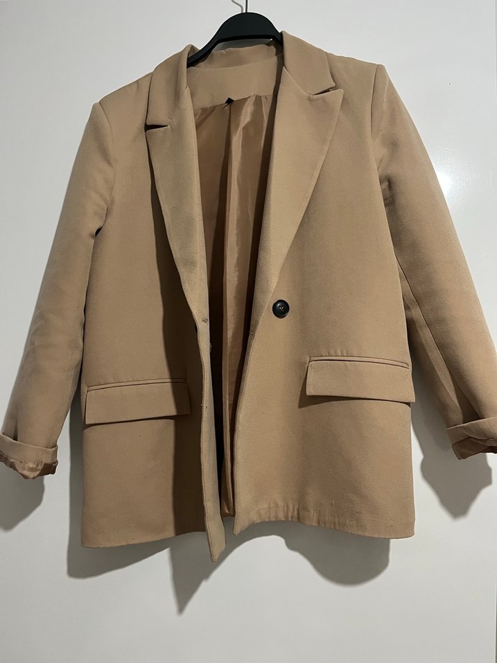 Bej Kadın Süet Blazer Ceket - Görsel 2