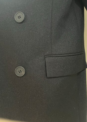 Düğmeli Siyah Kadın Midi Blazer - Görsel 3
