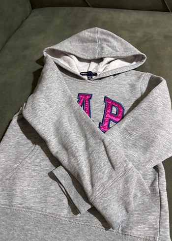 4 Yaş Beden gri Renk Gri GAP Kapüşonlu Kız Sweatshirt