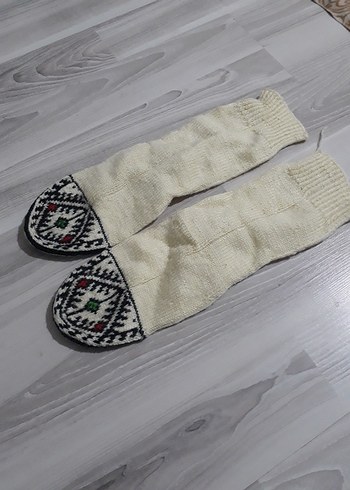 Bohem Tarz Beyaz erkek yün çorabı Kadın Eldiven - Görsel 2