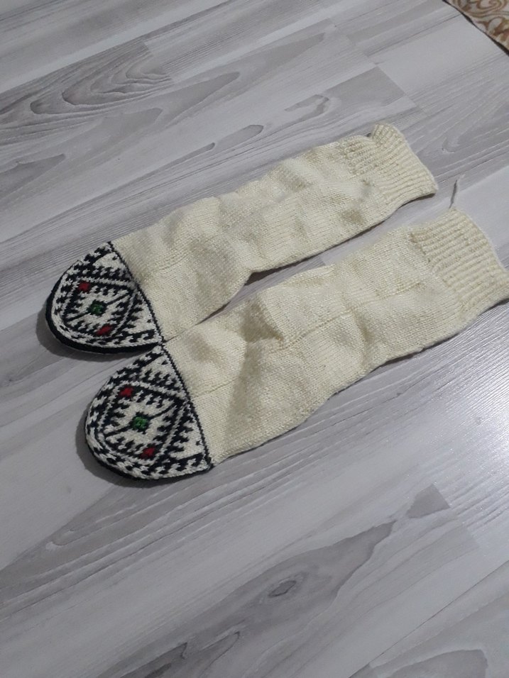Bohem Tarz Beyaz erkek yün çorabı Kadın Eldiven - Görsel 2