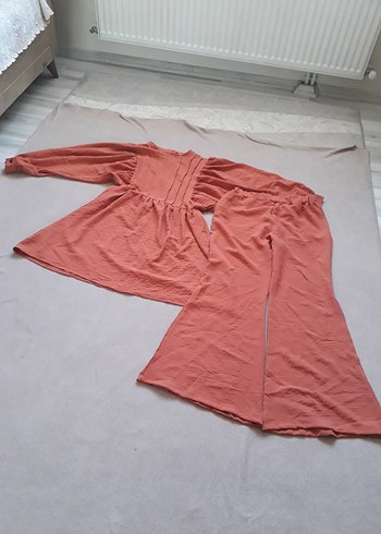 Zara Pembe Bol Kesim Uzun Kollu Keten Tulum bayan takımı