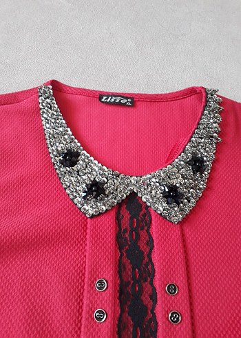 Zara Pullu İşlemeli Pembe Rock Punk Kadın Kolye