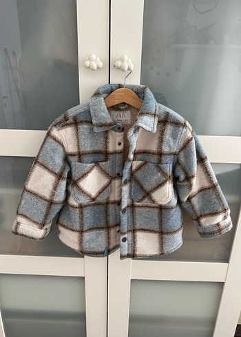 Kareli suni yünlü ceket - Görsel 2