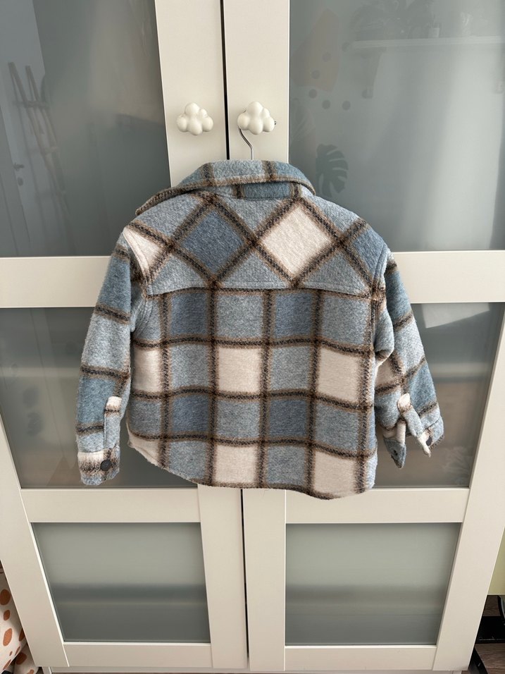 Kareli suni yünlü ceket - Görsel 4