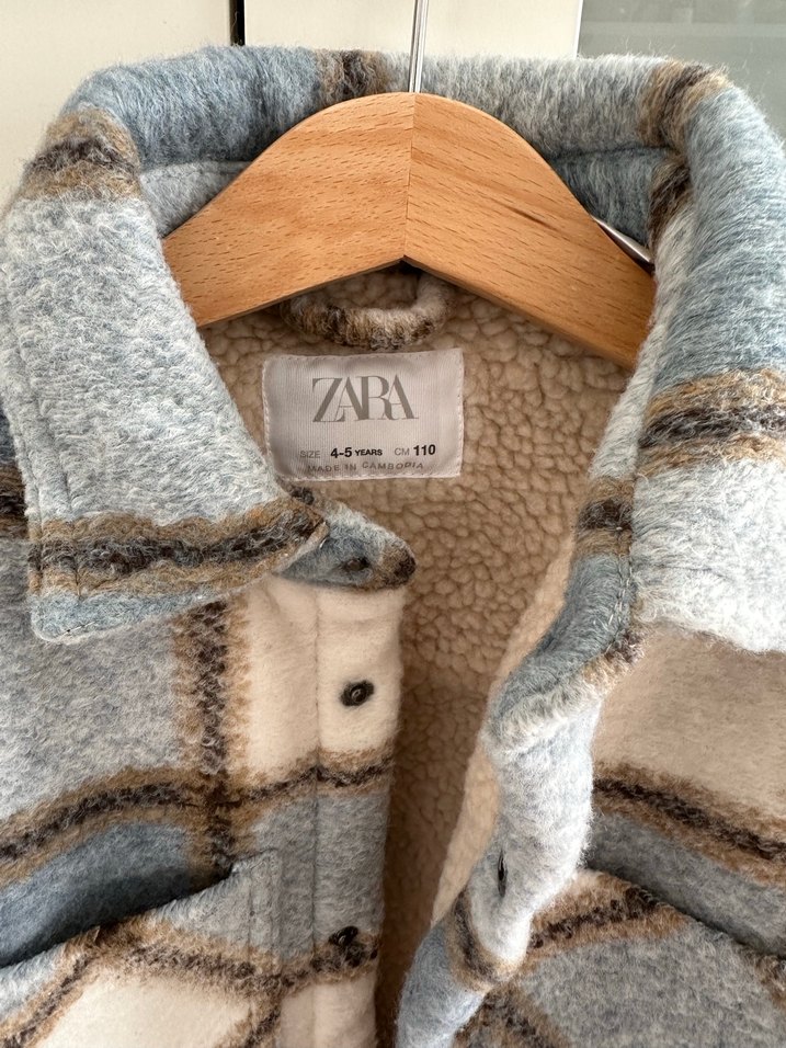 Kareli suni yünlü ceket - Görsel 3