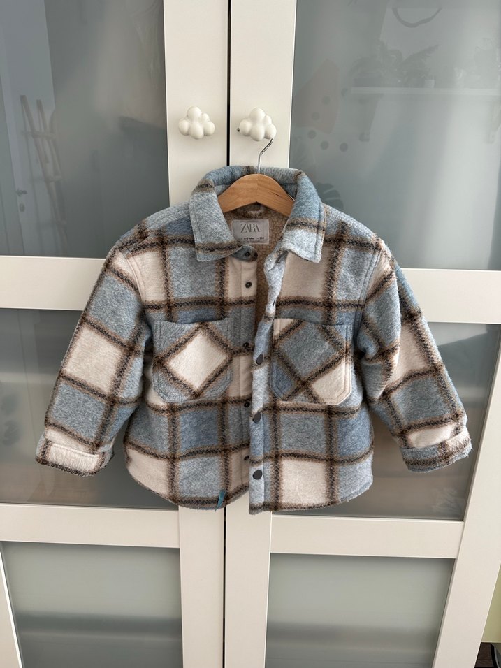 Kareli suni yünlü ceket - Görsel 2