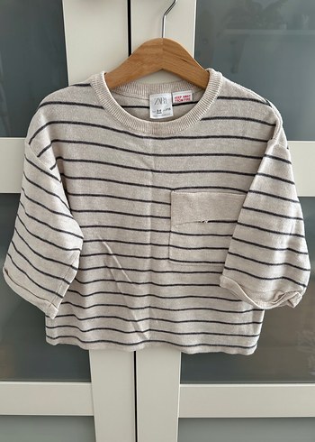 Çizgili Gri Erkek Çocuk Uzun Kollu Triko - Görsel 2