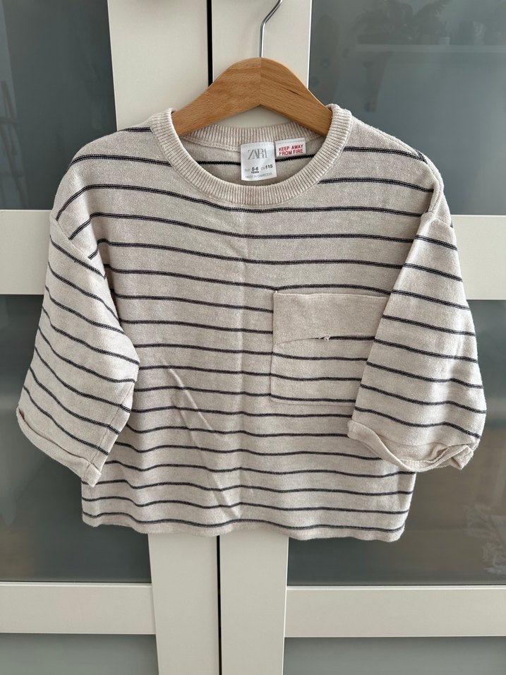 Çizgili Gri Erkek Çocuk Uzun Kollu Triko - Görsel 2