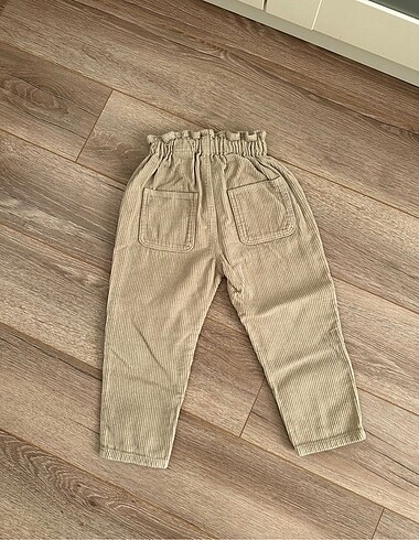 24-36 Ay Beden Geniş fitilli kadife paperbag pantolon