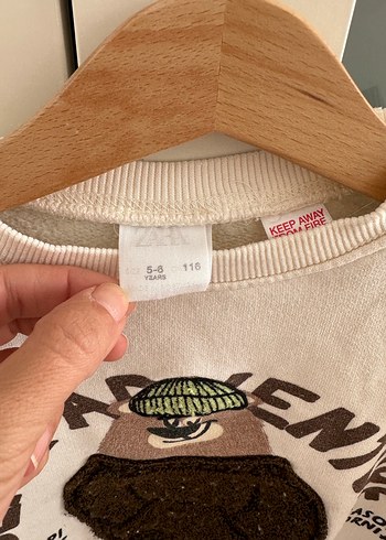 Erkek Çocuk Beyaz Sweatshirt Baskılı Ayı - Görsel 2