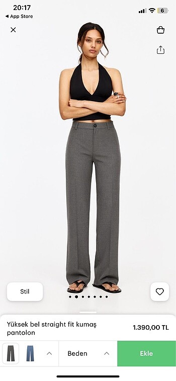Pull Bear Gri Kumaş Pantolon