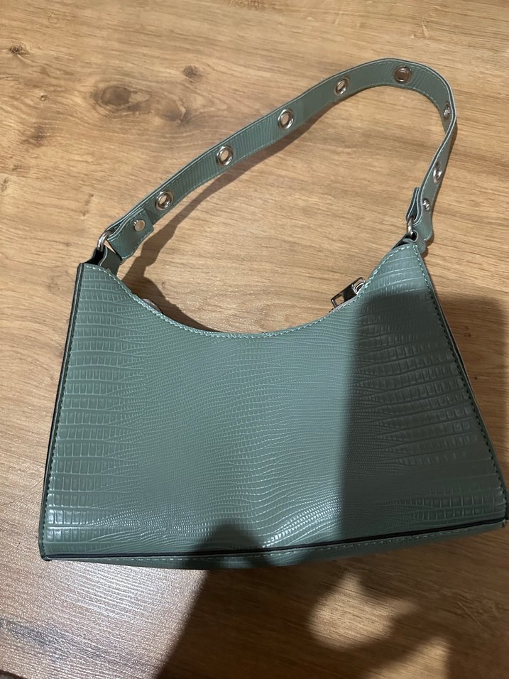 Turkuaz Yılan Desenli Deri Kadın Çanta - Görsel 2