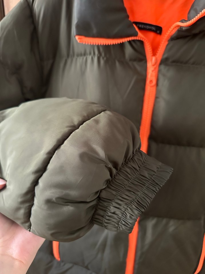 Kadın Haki Fermuarlı Kısa Mont - Görsel 3