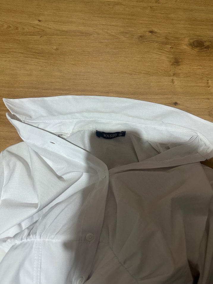 Düğmeli Beyaz Keten Kadın Gömlek - Görsel 4