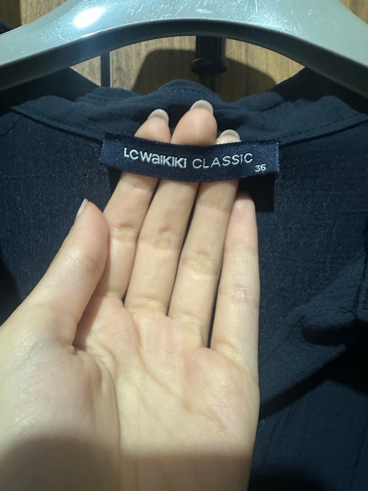 Lacivert Keten Kadın Kısa Kollu Gömlek - Görsel 4