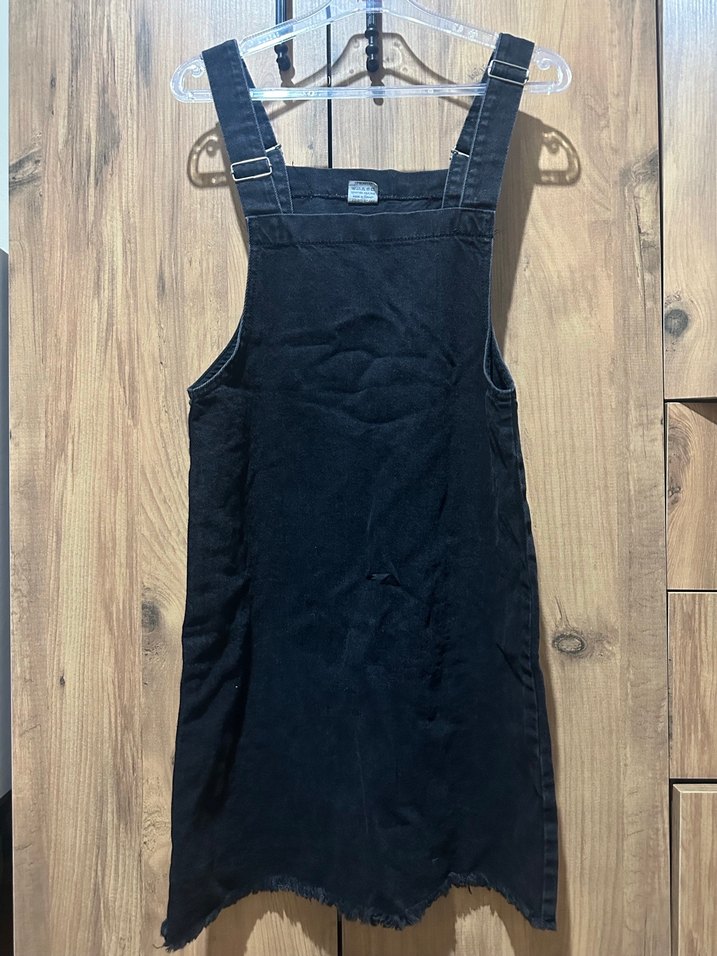 Siyah Denim Midi Kısa Salopet - Görsel 2