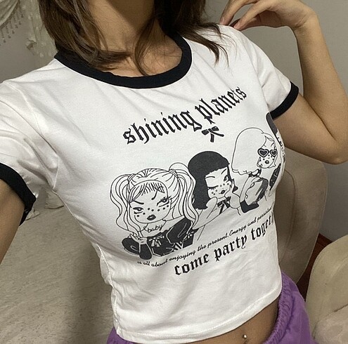 Tshirt girls baskılı crop