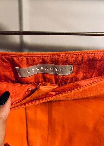 Parlak Turuncu Kemerli Midi Kalem Etek - Görsel 2