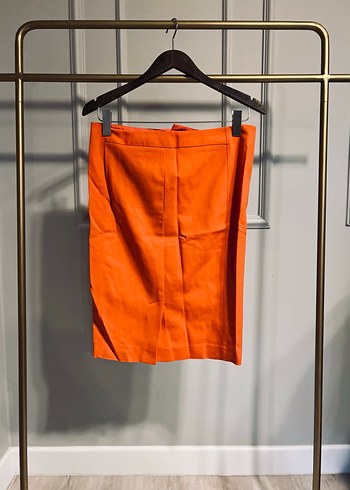 Parlak Turuncu Kemerli Midi Kalem Etek - Görsel 3