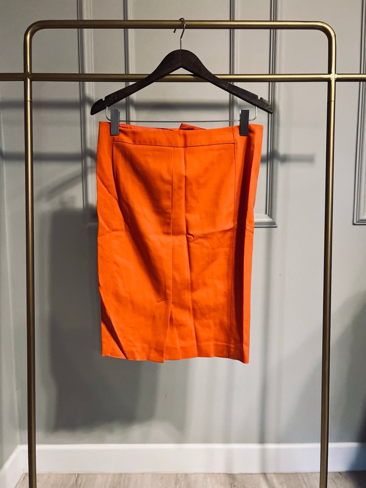 Parlak Turuncu Kemerli Midi Kalem Etek - Görsel 3