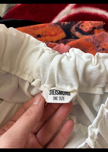 Beyaz Pilili Salaş Kumaş Pantolon - Görsel 2