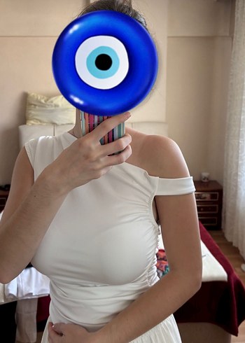 Beyaz Drapeli bluz - Görsel 2