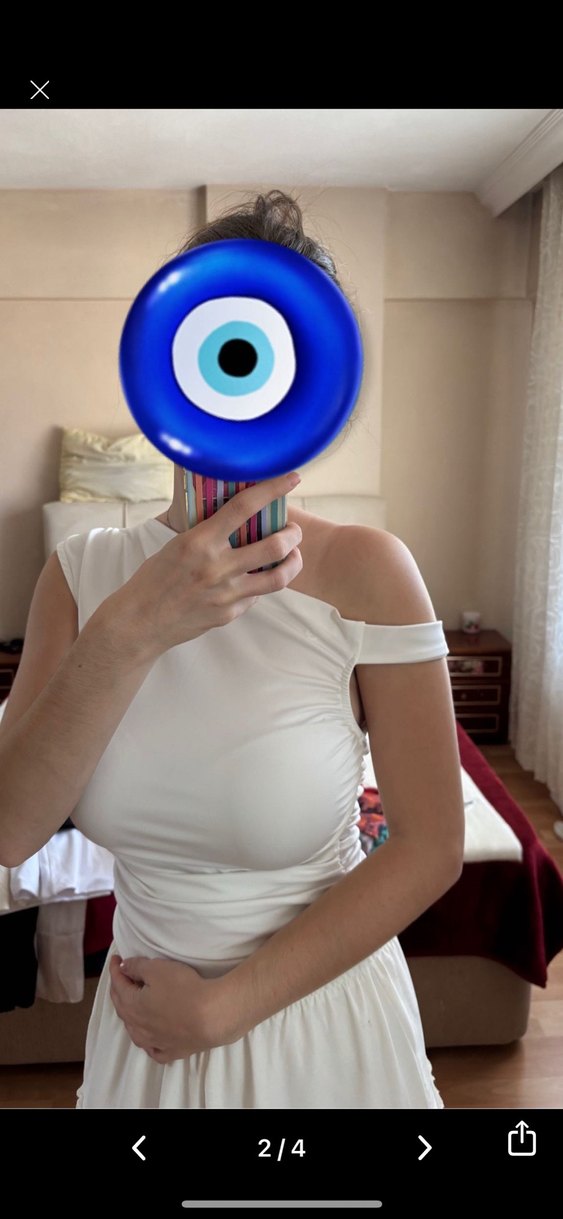 Beyaz Drapeli bluz - Görsel 2