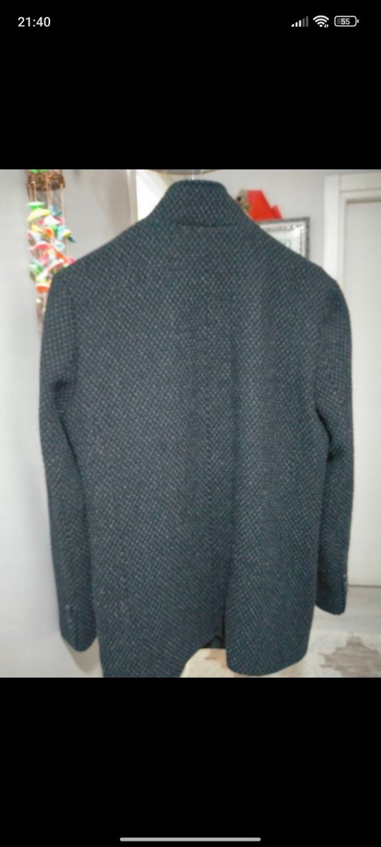 Düğmeli Gri Erkek Kaşe Kaban - Görsel 2