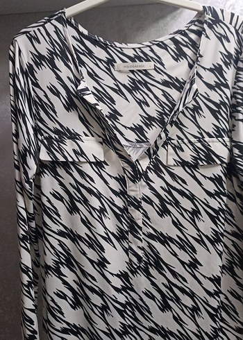 Polo Garage Gri Zebra Desenli Hamile Bluzu