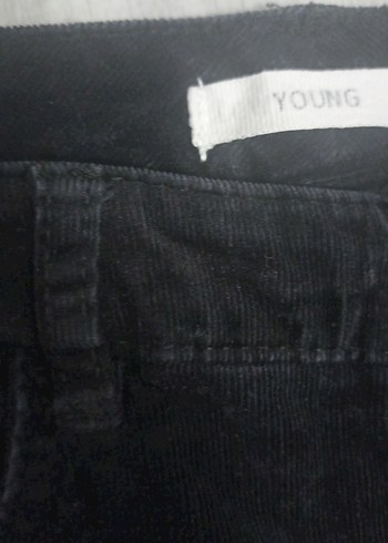 10 yaş kadife kumaş Siyah Skinny Pantolon - Görsel 2