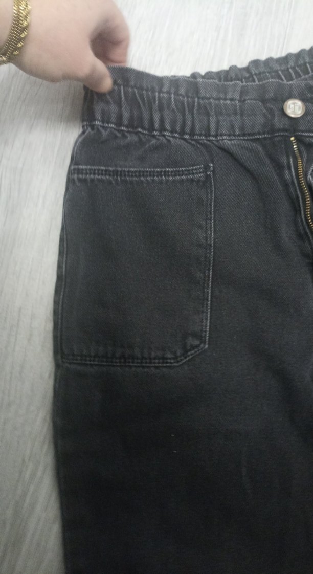 11 yasGri Siyah Bol Kesim Midi Denim  Jean - Görsel 2