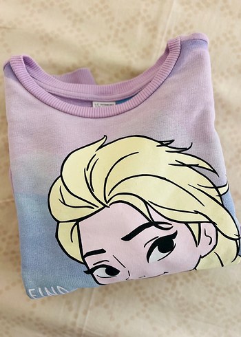 LC Waikiki LCW Frozen 8-9 yaş Kız Çocuk Pembe Baskılı Sweatshirt