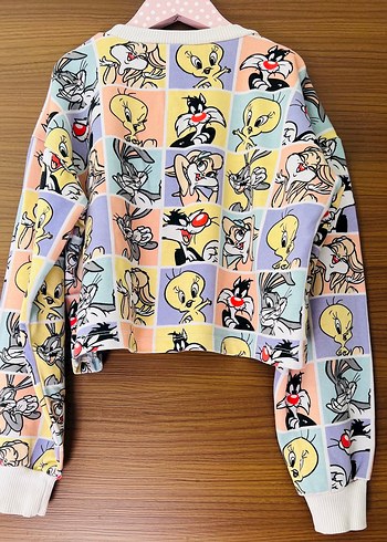 Renkli Looney Tunes Baskılı Kız Sweatshirt - Görsel 3