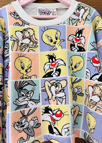 Renkli Looney Tunes Baskılı Kız Sweatshirt - Görsel 2