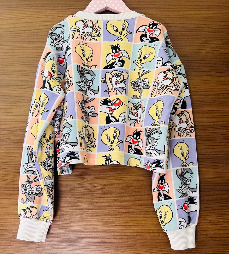 Renkli Looney Tunes Baskılı Kız Sweatshirt - Görsel 3