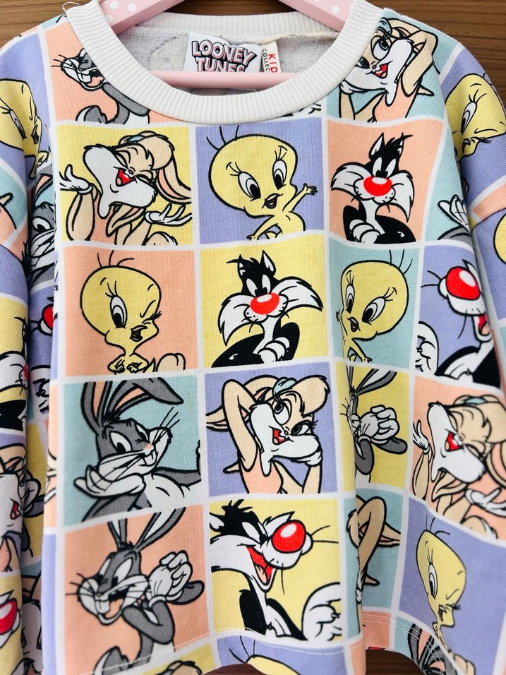 Renkli Looney Tunes Baskılı Kız Sweatshirt - Görsel 2