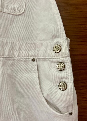 ZARA Düğmeli Beyaz Kız Çocuk Kot Şort Salopet - Görsel 2