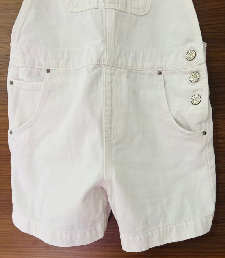 ZARA Düğmeli Beyaz Kız Çocuk Kot Şort Salopet - Görsel 4